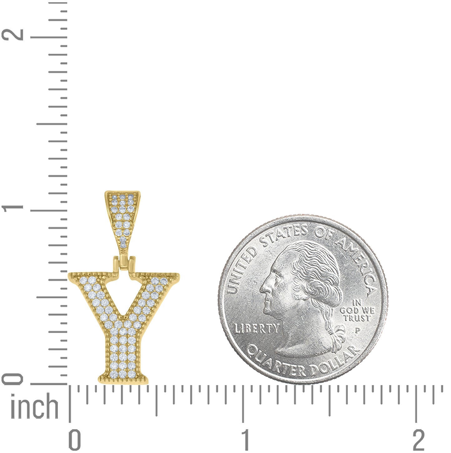 Sterling Silver Yellow-tone Unisex Cubic-Zirconia Initial Alphabet A Charm Pendant – Elegant Jewelry Gift for Birthday, Anniversary, Engagement, Wedding