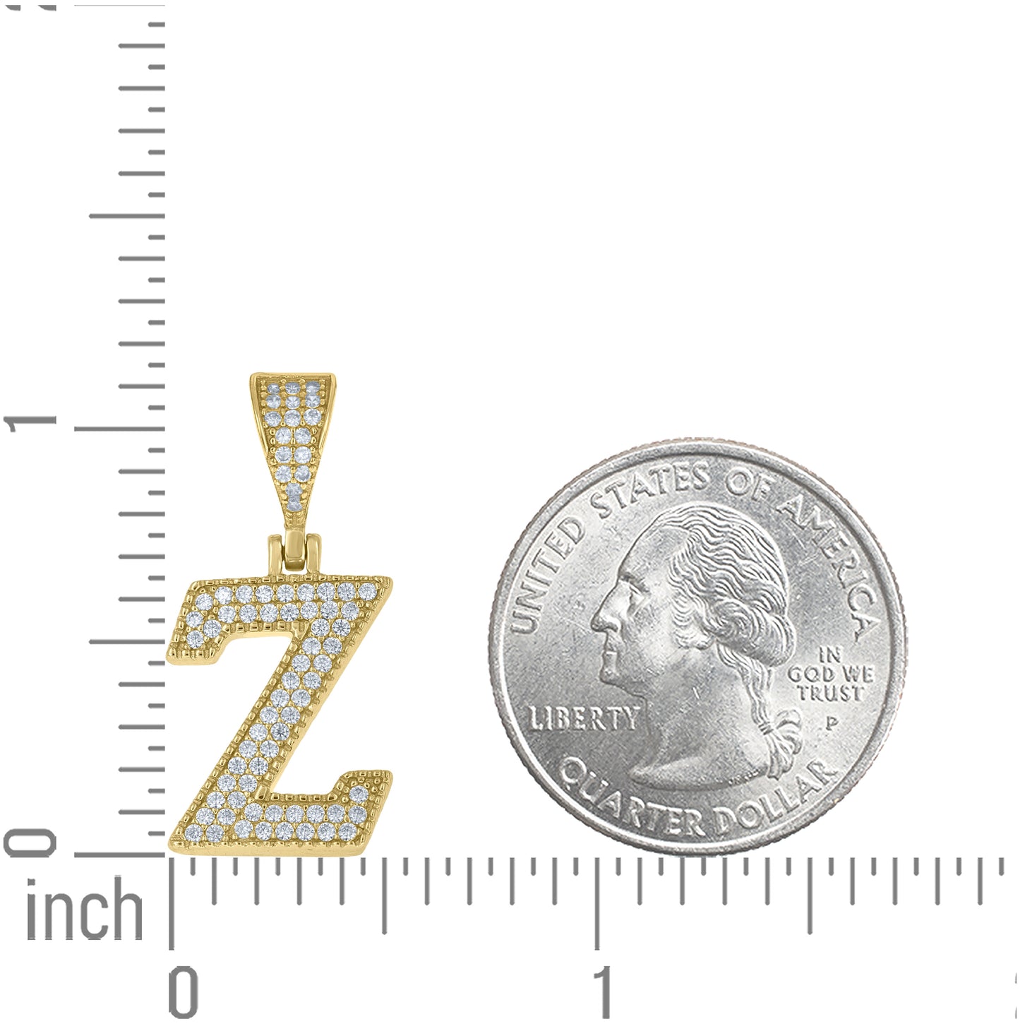 Sterling Silver Yellow-tone Unisex Cubic-Zirconia Initial Alphabet A Charm Pendant – Elegant Jewelry Gift for Birthday, Anniversary, Engagement, Wedding