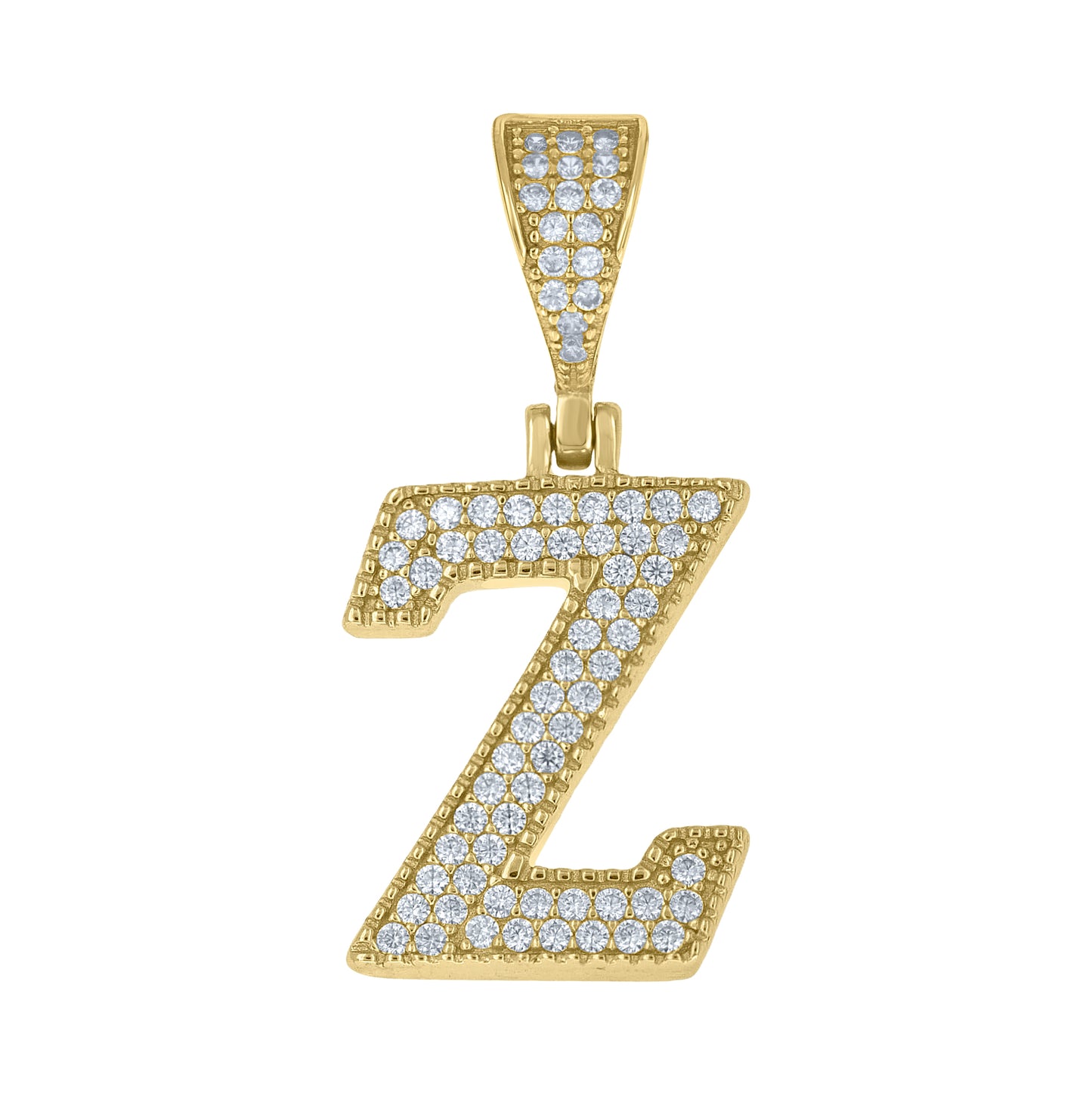 Sterling Silver Yellow-tone Unisex Cubic-Zirconia Initial Alphabet A Charm Pendant – Elegant Jewelry Gift for Birthday, Anniversary, Engagement, Wedding