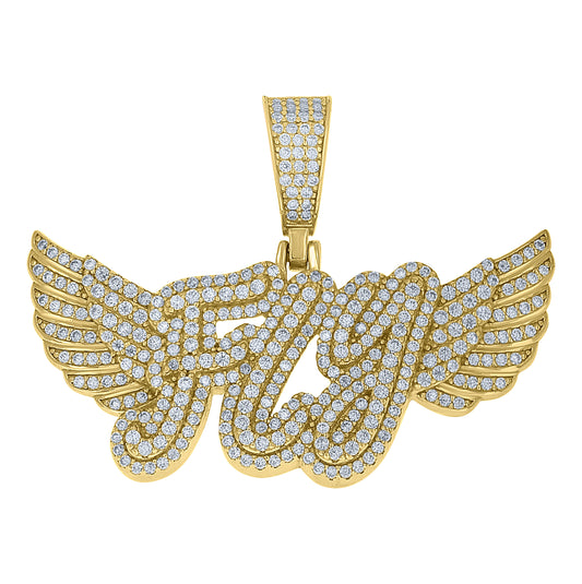 Sterling Silver Yellow-Tone Unisex Cubic-Zirconia Fly Talking Pendant – Elegant Jewelry Gift for Birthday, Anniversary, Engagement, Wedding