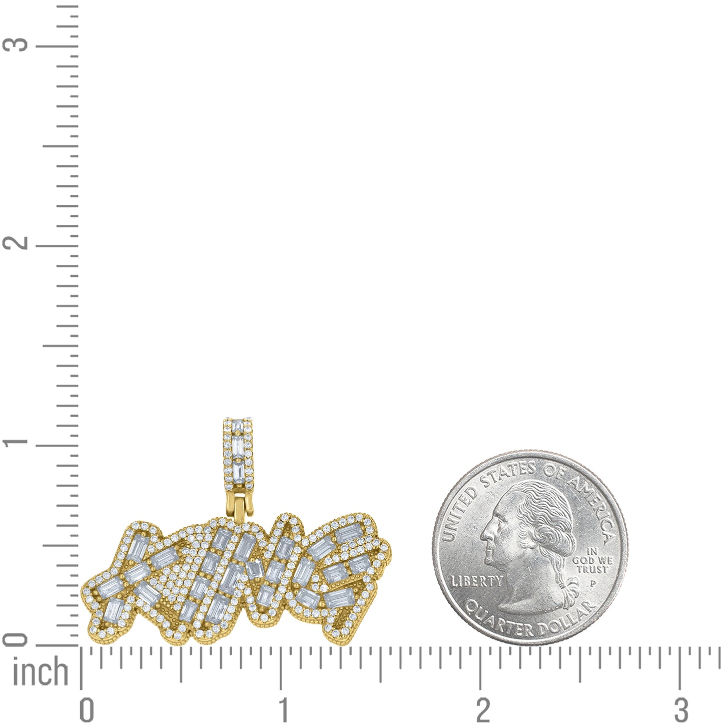 Sterling Silver Yellow-Tone Mens Baguette Round Cubic-Zirconia KING Talking Pendant – Elegant Jewelry Gift for Birthday, Anniversary, Engagement, Wedding