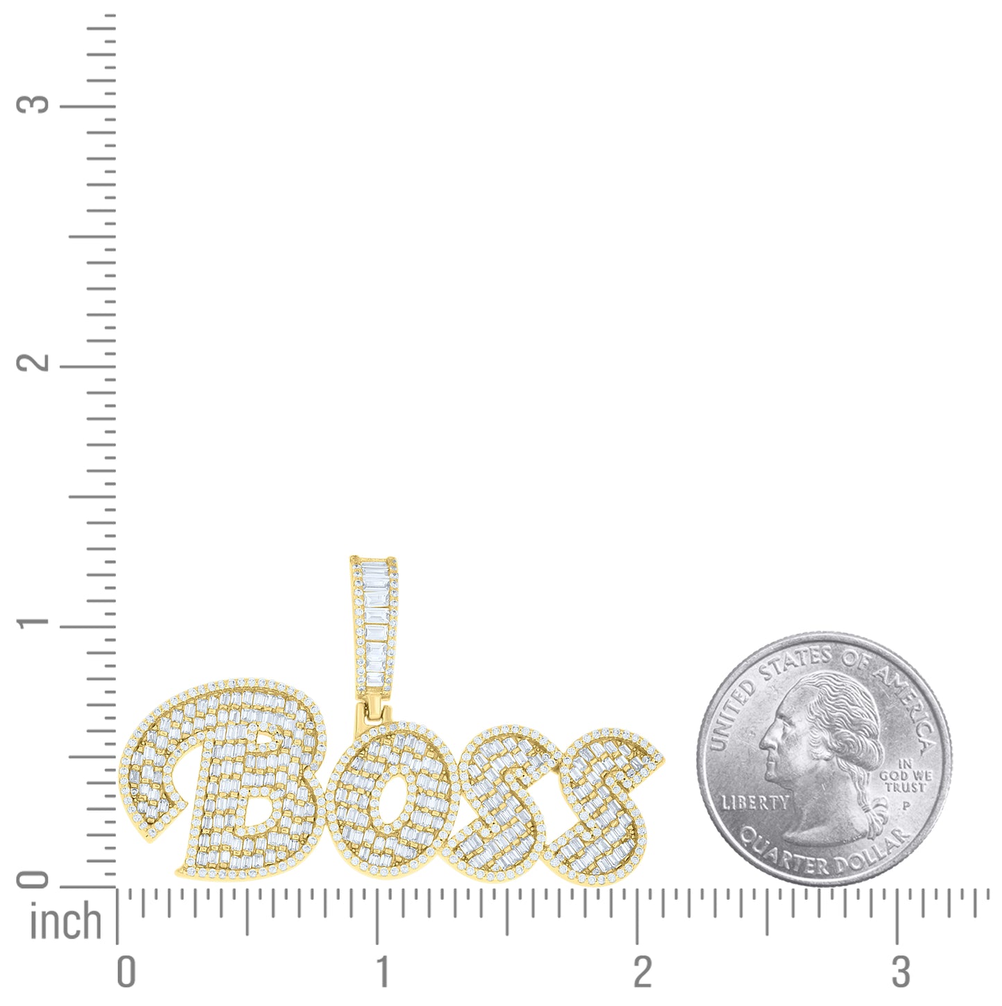 Sterling Silver Mens Round Baguette Cubic-Zirconia BOSS Fashion Pendant – Elegant Jewelry Gift for Birthday, Anniversary, Engagement, Wedding