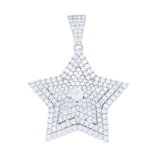Sterling Silver Unisex Cubic-Zirconia Star Fashion Pendant – Elegant Jewelry Gift for Birthday, Anniversary, Engagement, Wedding