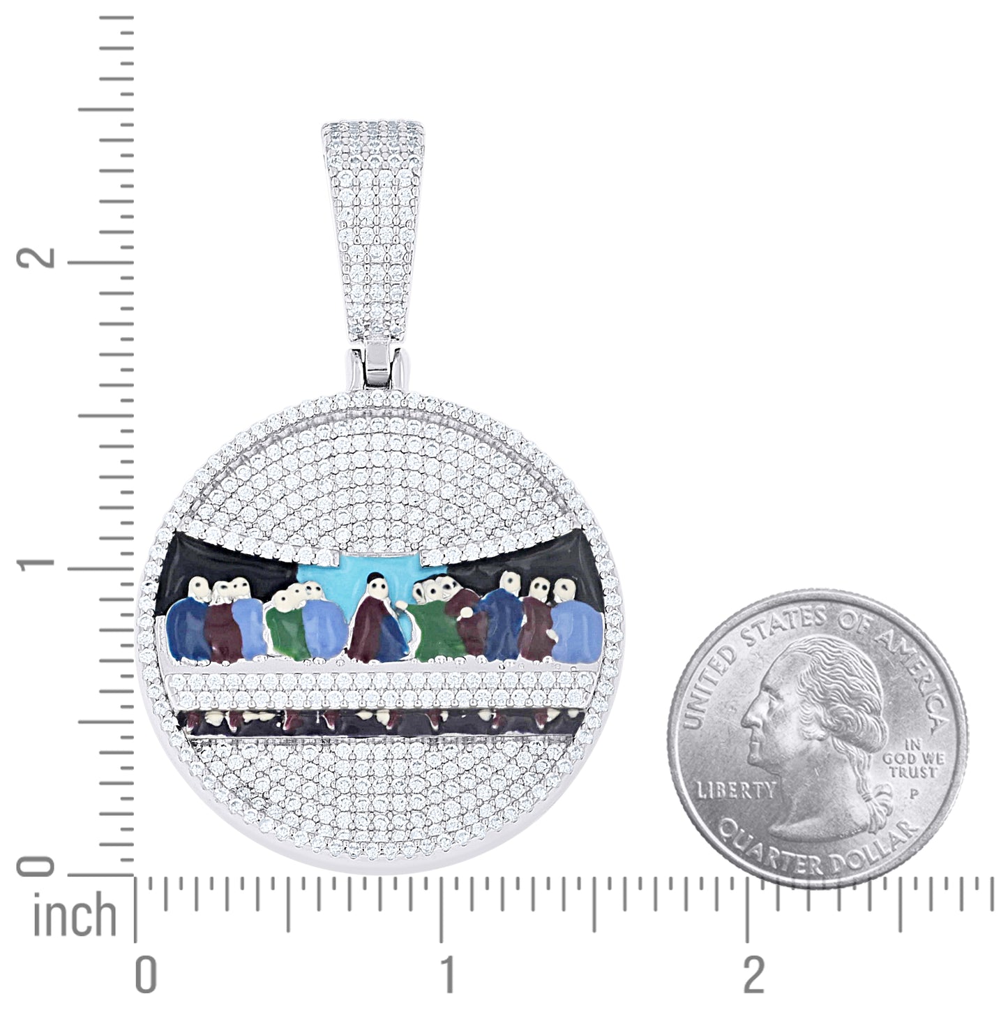 Sterling Silver Men Cubic-Zirconia Last Supper Religious Charm Pendant – Elegant Jewelry Gift for Birthday, Anniversary, Engagement, Wedding