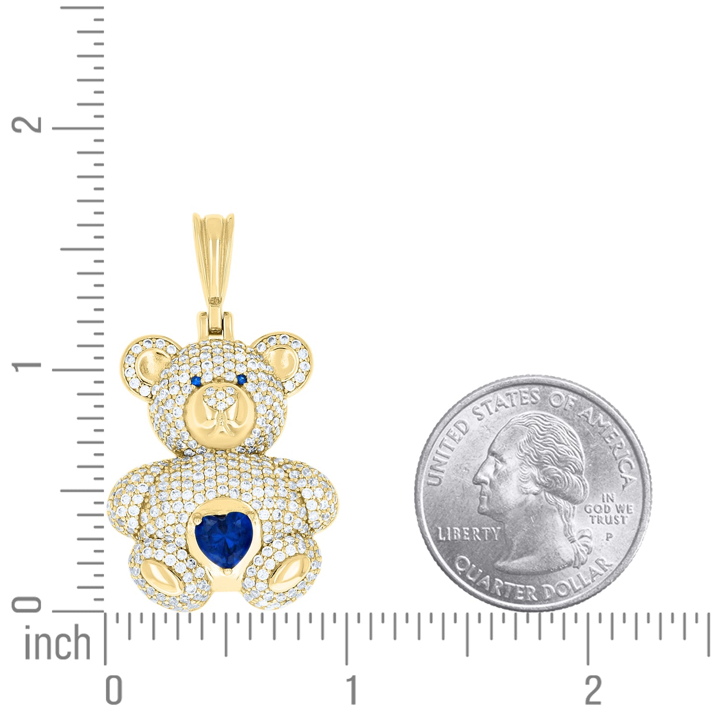 Sterling Silver Womens Round Heart White Blue Cubic-Zirconia Teddy Bear Pendant – Elegant Jewelry Gift for Birthday, Anniversary, Engagement, Wedding