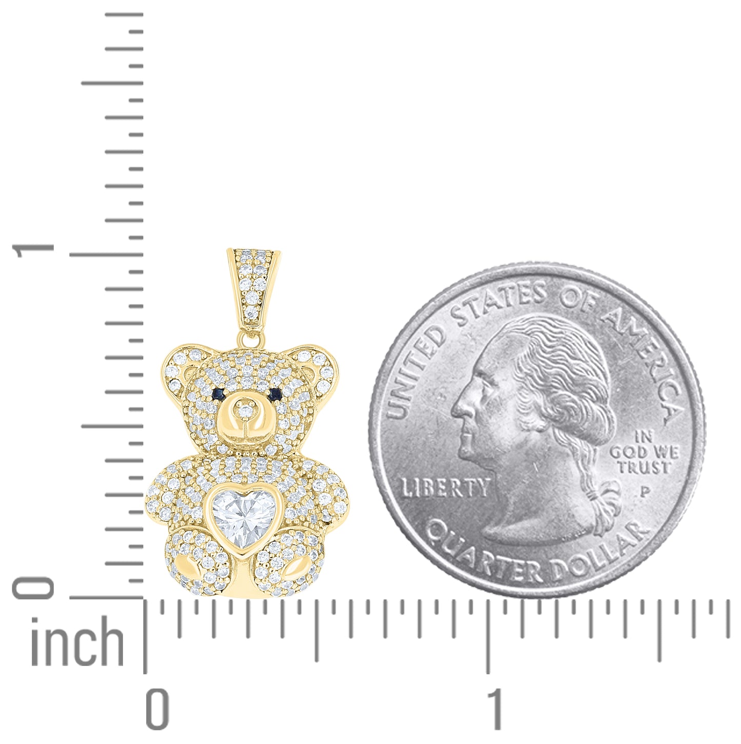 Sterling Silver Womens Round Heart White Black Cubic-Zirconia Teddy Bear Pendant – Elegant Jewelry Gift for Birthday, Anniversary, Engagement, Wedding