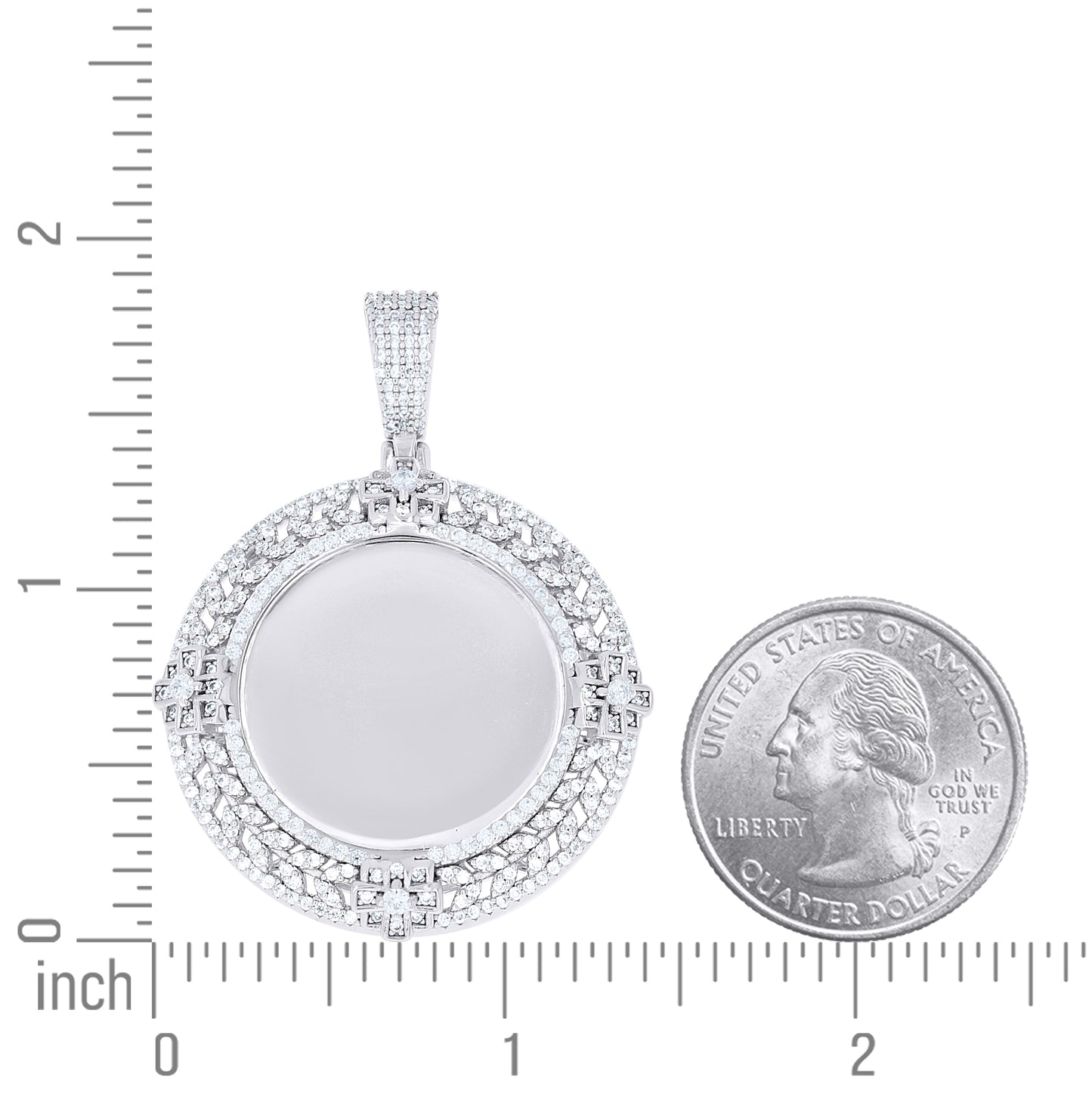 Sterling Silver Unisex Cubic-Zirconia Picture Frame Pendant – Elegant Jewelry Gift for Birthday, Anniversary, Engagement, Wedding