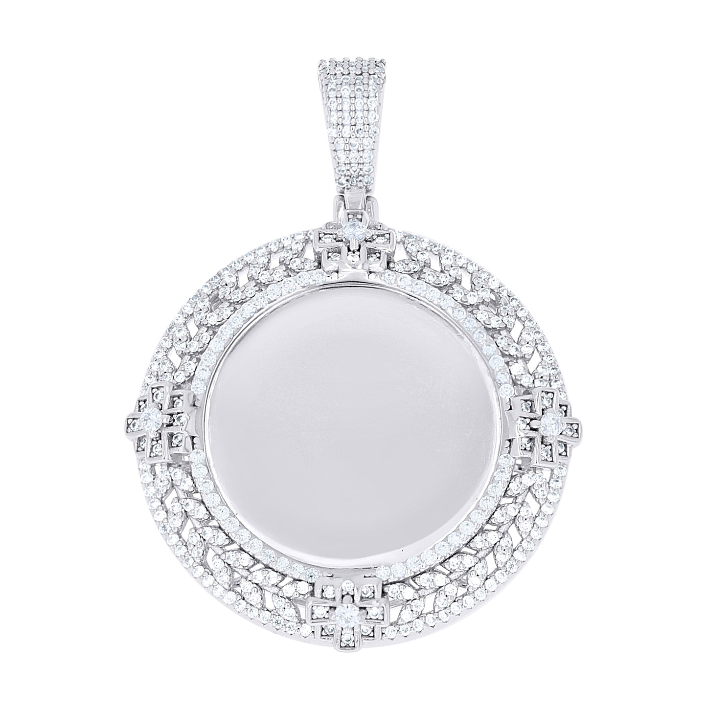 Sterling Silver Unisex Cubic-Zirconia Picture Frame Pendant – Elegant Jewelry Gift for Birthday, Anniversary, Engagement, Wedding