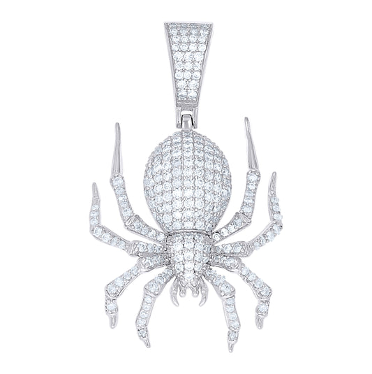 Sterling Silver Mens Cubic-Zirconia Spider Wildlife Pendant – Elegant Jewelry Gift for Birthday, Anniversary, Engagement, Wedding