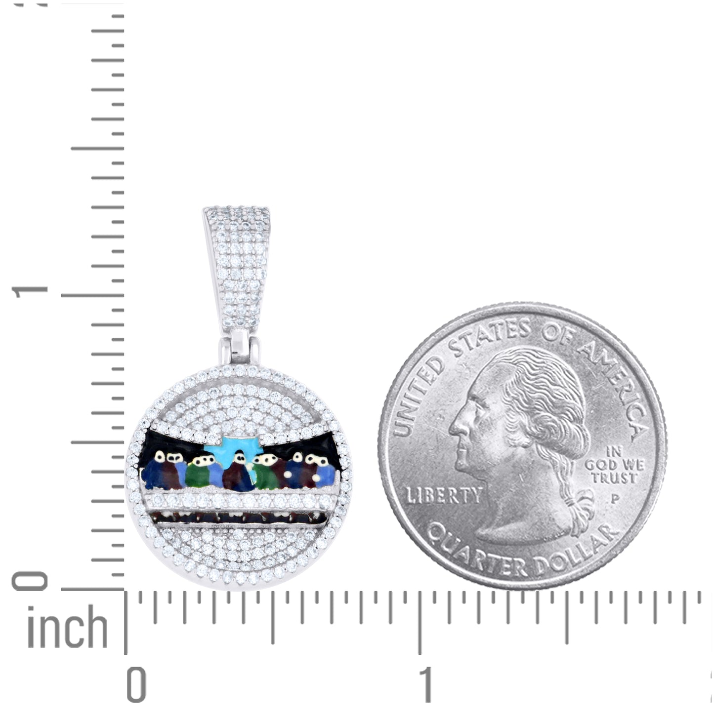 Sterling Silver Men Cubic-Zirconia Last Supper Religious Charm Pendant – Elegant Jewelry Gift for Birthday, Anniversary, Engagement, Wedding