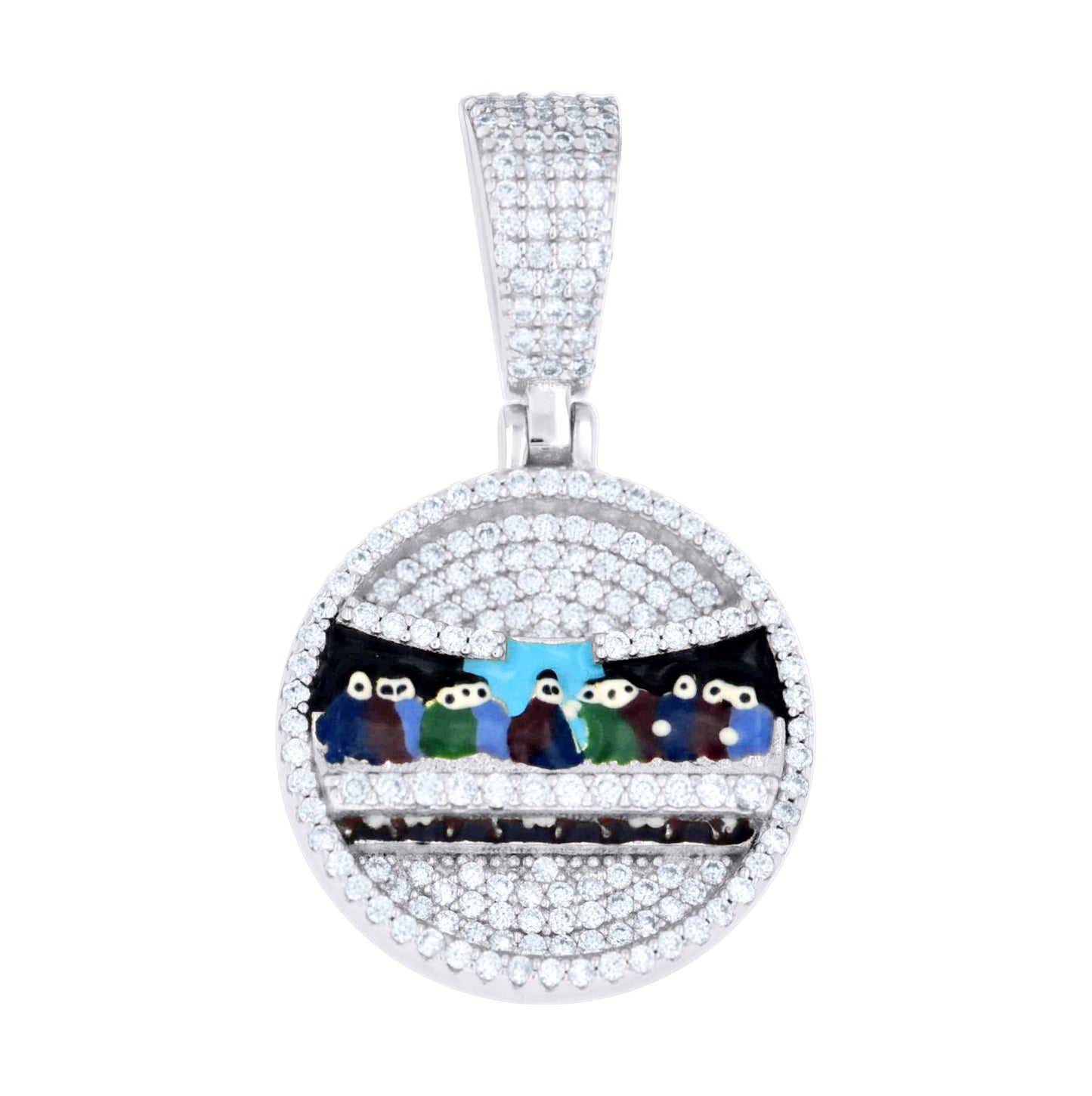 Sterling Silver Men Cubic-Zirconia Last Supper Religious Charm Pendant – Elegant Jewelry Gift for Birthday, Anniversary, Engagement, Wedding