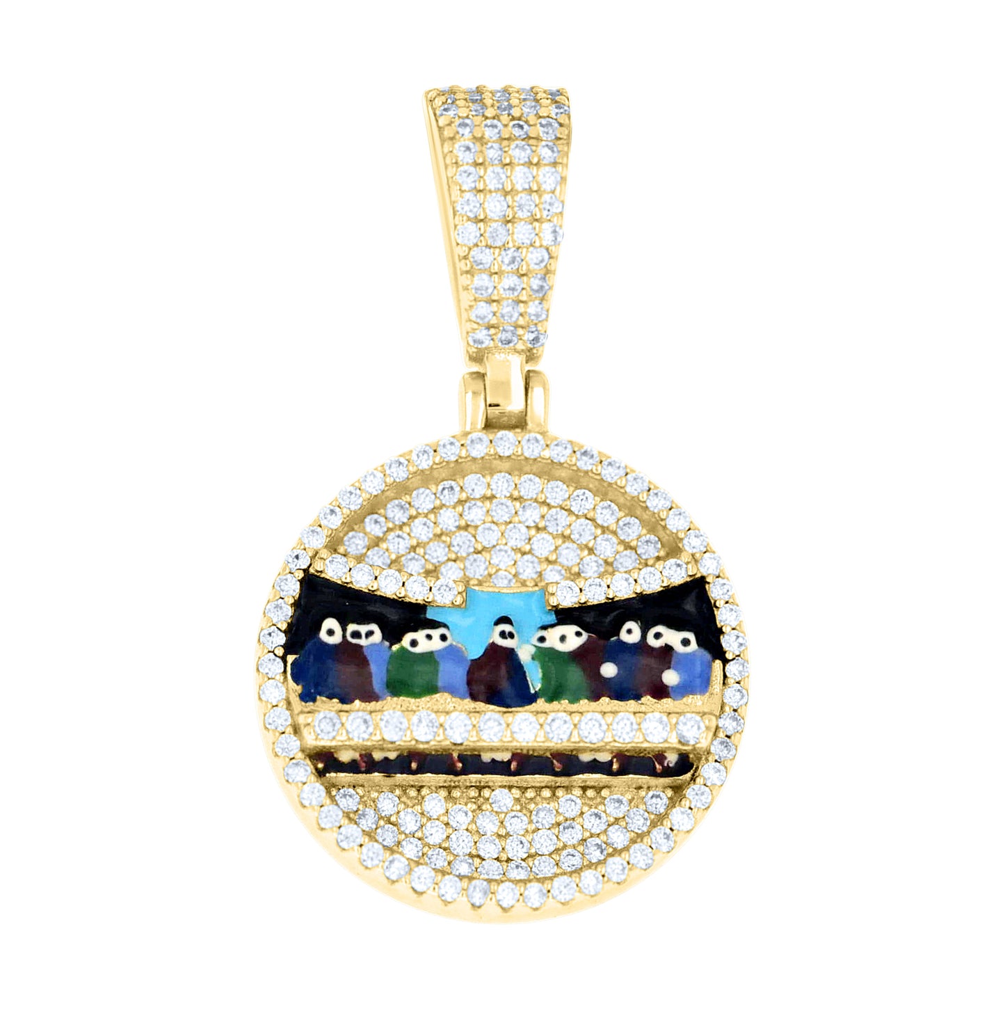 Sterling Silver Men Cubic-Zirconia Last Supper Religious Charm Pendant – Elegant Jewelry Gift for Birthday, Anniversary, Engagement, Wedding