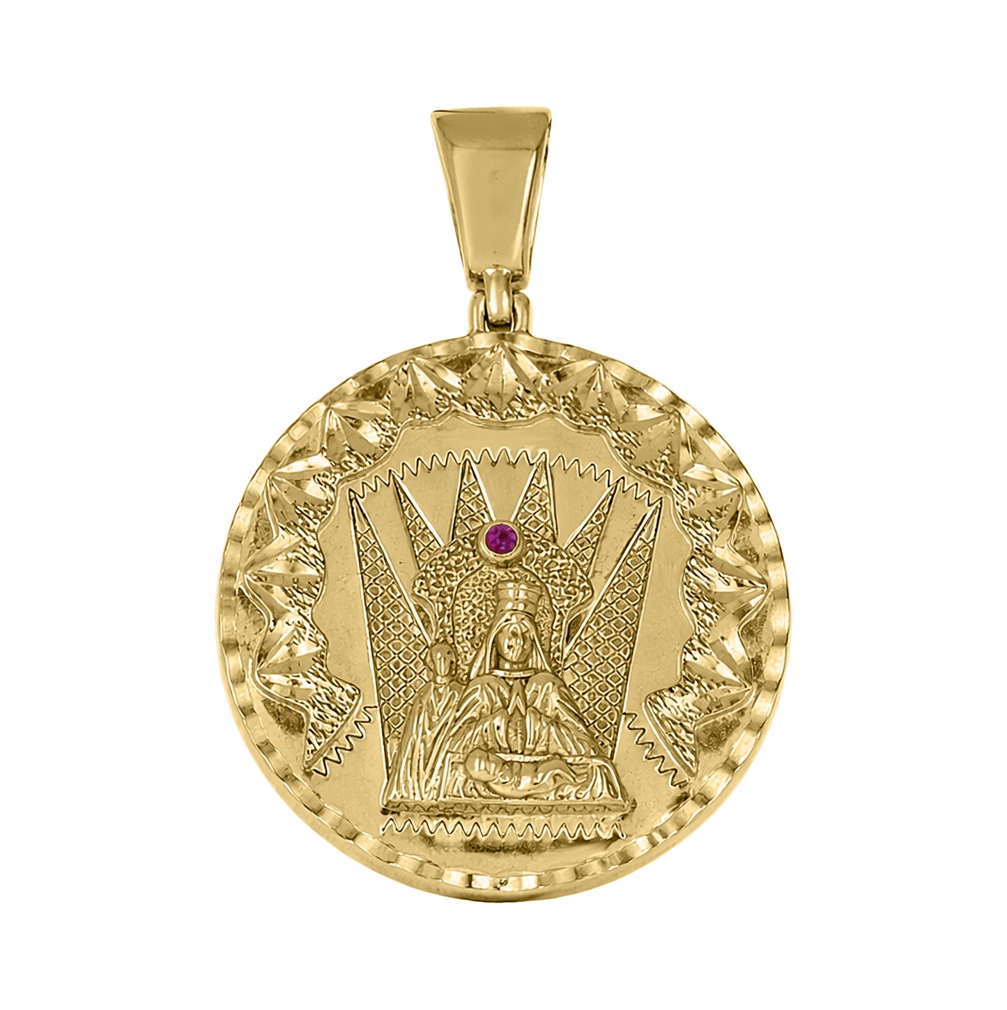 Sterling Silver Yellow-Tone Unisex Pink Cubic-Zirconia St. Barbara Religious Pendant – Elegant Jewelry Gift for Birthday, Anniversary, Engagement, Wedding