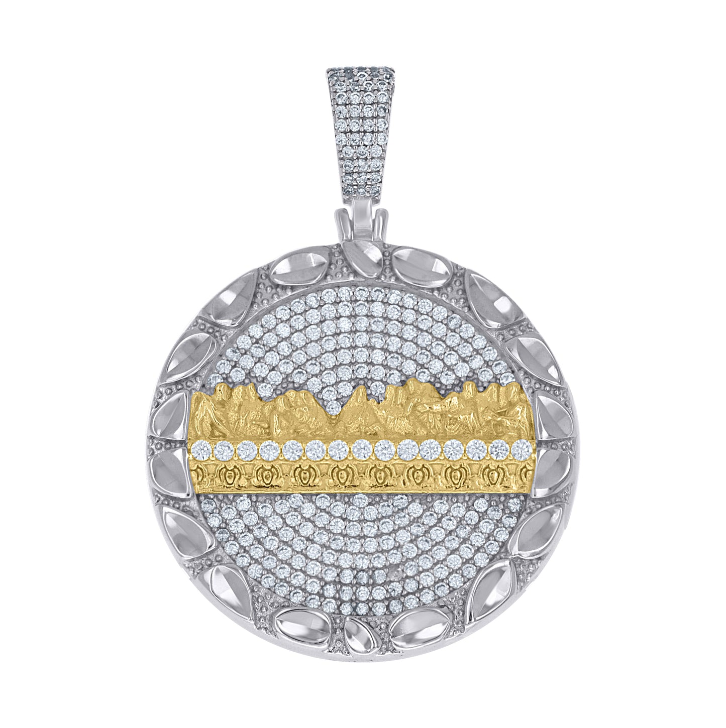 Sterling Silver Yellow-Tone Mens Cubic-Zirconia Nugget Last Supper Religious Pendant – Elegant Jewelry Gift for Birthday, Anniversary, Engagement, Wedding