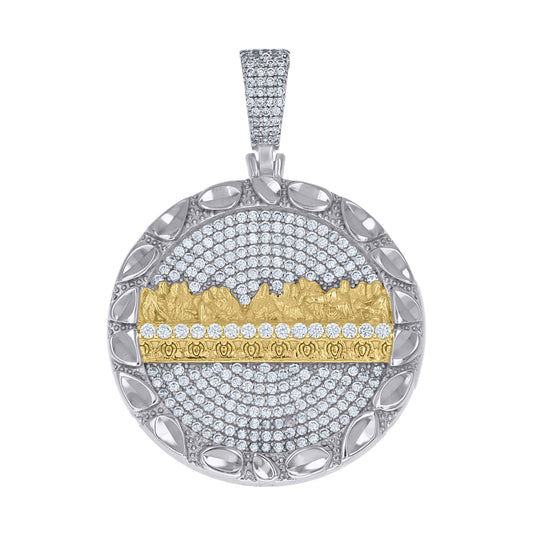 Sterling Silver Yellow-Tone Mens Cubic-Zirconia Nugget Last Supper Religious Pendant – Elegant Jewelry Gift for Birthday, Anniversary, Engagement, Wedding