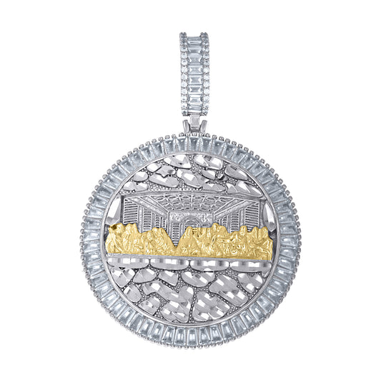 Sterling Silver Yellow-Tone Mens Baguette Round Cubic-Zirconia Nugget Last Supper Pendant – Elegant Jewelry Gift for Birthday, Anniversary, Engagement, Wedding