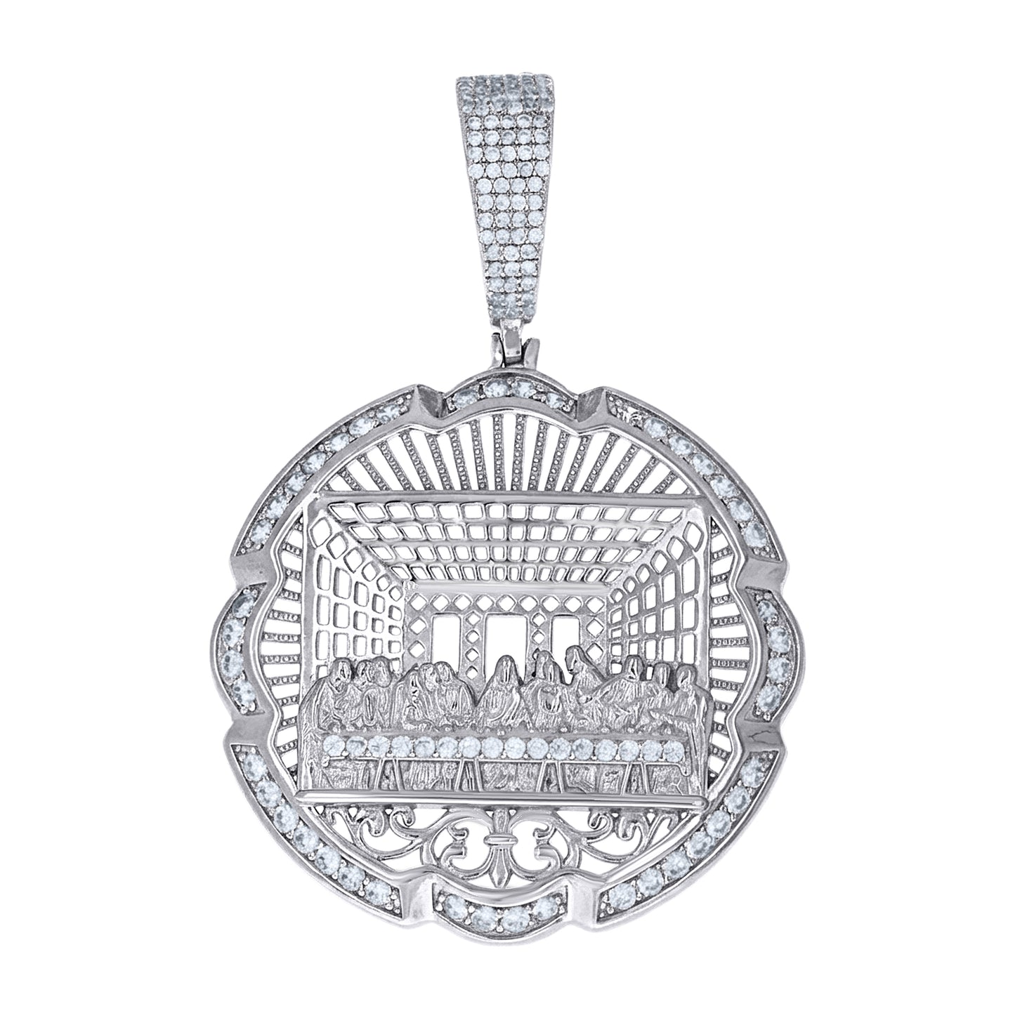 Sterling Silver Mens Cubic-Zirconia Last Supper Religious Pendant – Elegant Jewelry Gift for Birthday, Anniversary, Engagement, Wedding