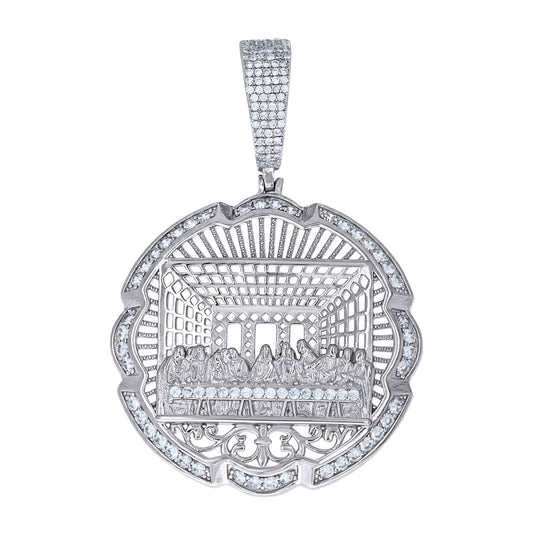 Sterling Silver Mens Cubic-Zirconia Last Supper Religious Pendant – Elegant Jewelry Gift for Birthday, Anniversary, Engagement, Wedding