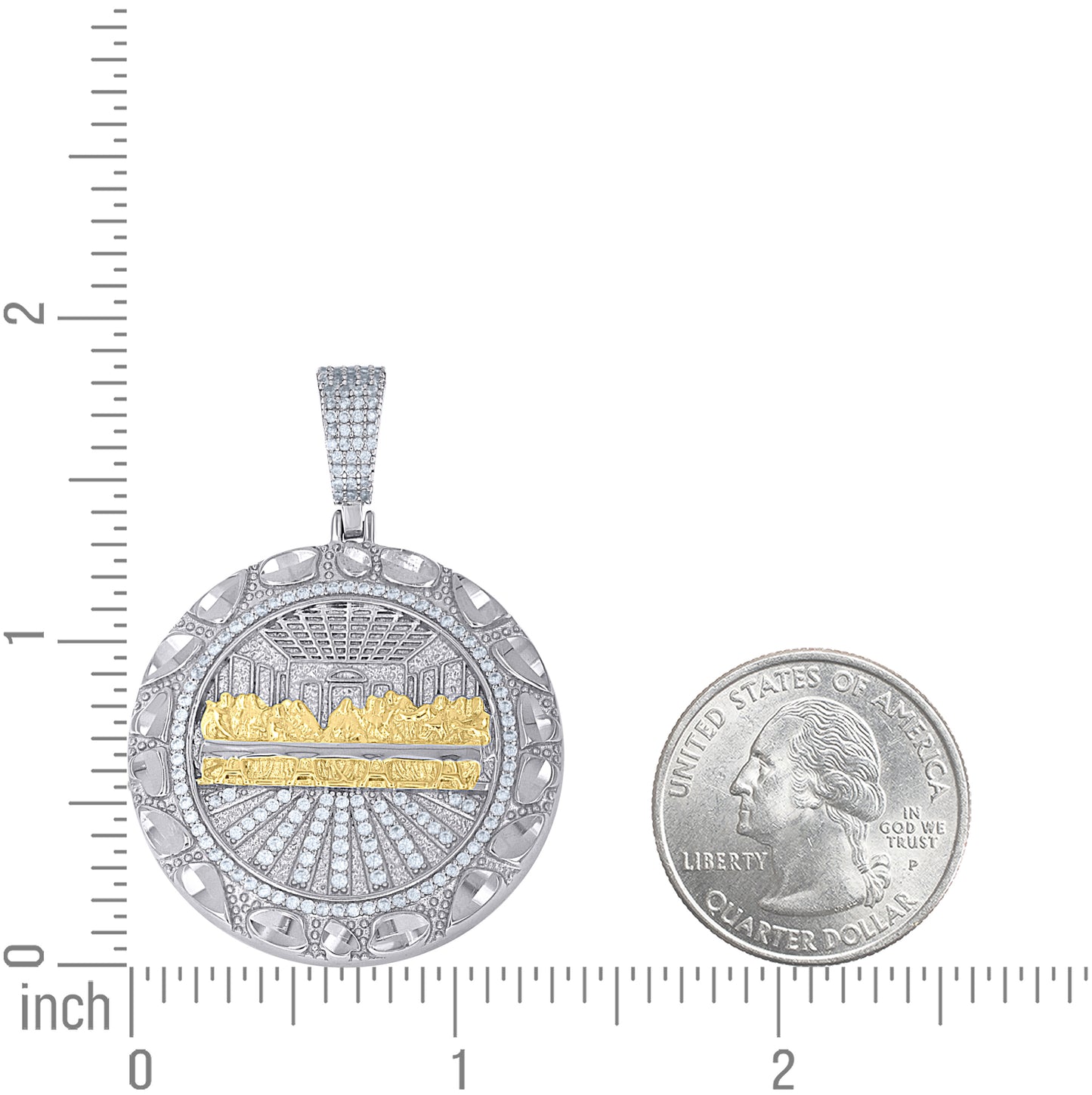 Sterling Silver Yellow-Tone Mens Cubic-Zirconia Nugget Last Supper Religious Pendant – Elegant Jewelry Gift for Birthday, Anniversary, Engagement, Wedding