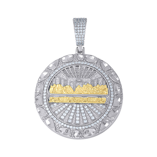 Sterling Silver Yellow-Tone Mens Cubic-Zirconia Nugget Last Supper Religious Pendant – Elegant Jewelry Gift for Birthday, Anniversary, Engagement, Wedding
