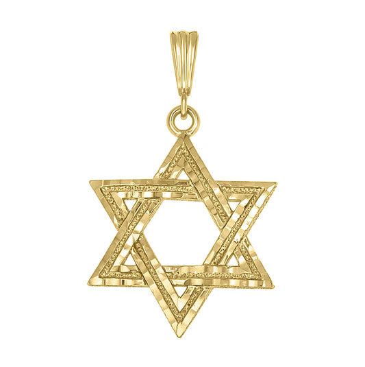 Sterling Silver Yellow-Tone Unisex Star Of David Religious Charm Pendant – Elegant Jewelry Gift for Birthday, Anniversary, Engagement, Wedding