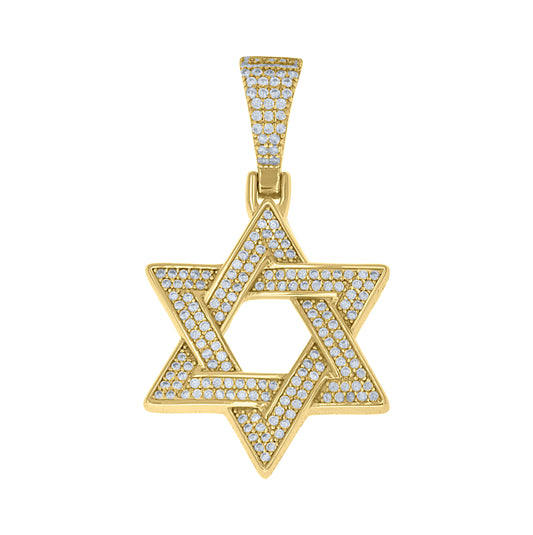 Sterling Silver Yellow-Tone Unisex Cubic-Zirconia Star Of David Religious Pendant – Elegant Jewelry Gift for Birthday, Anniversary, Engagement, Wedding