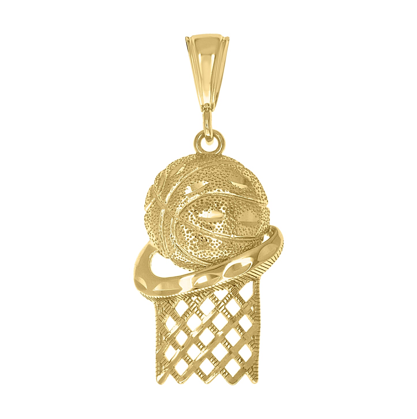 Sterling Silver Yellow-Tone Mens Basket Ball Sports Pendant – Elegant Jewelry Gift for Birthday, Anniversary, Engagement, Wedding