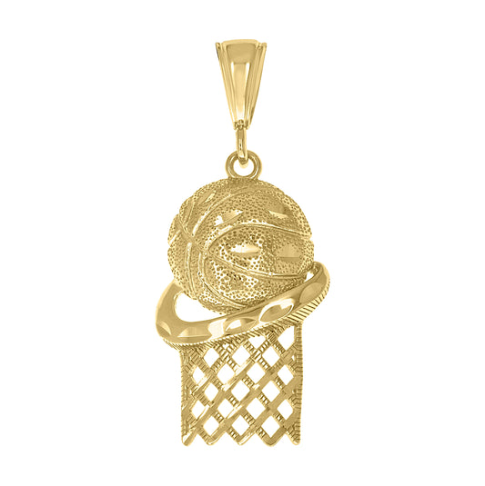 Sterling Silver Yellow-Tone Mens Basket Ball Sports Pendant – Elegant Jewelry Gift for Birthday, Anniversary, Engagement, Wedding