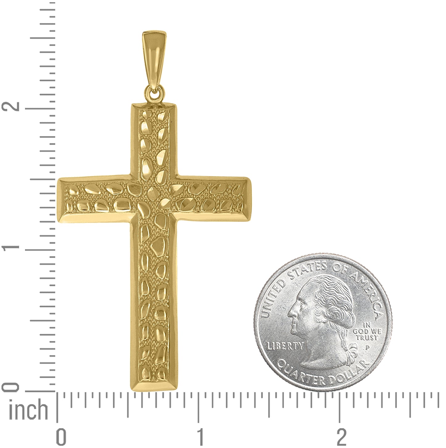 Sterling Silver Yellow-Tone Unisex Nugget Cross Religious Pendant – Elegant Jewelry Gift for Birthday, Anniversary, Engagement, Wedding