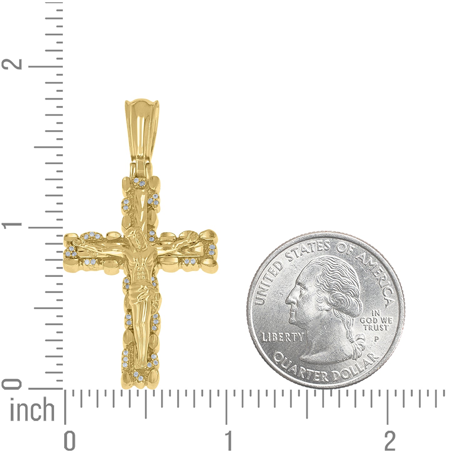 Sterling Silver Yellow-Tone Mens Cubic-Zirconia Crucifix Cross Religious Pendant – Elegant Jewelry Gift for Birthday, Anniversary, Engagement, Wedding