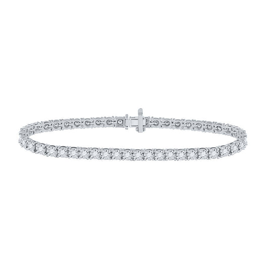 10K White Gold Womens Round Diamond Studded Tennis Bracelet 2 Cttw