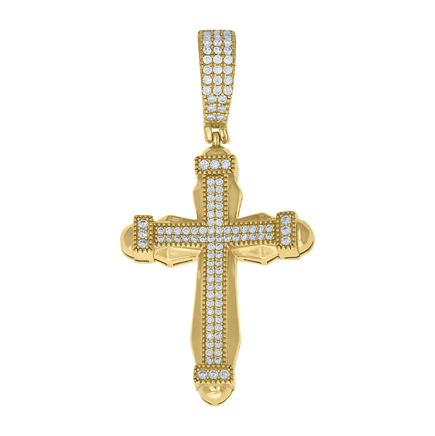 Sterling Silver Yellow-Tone Unisex Cubic-Zirconia Cross Religious Pendant – Elegant Jewelry Gift for Birthday, Anniversary, Engagement, Wedding