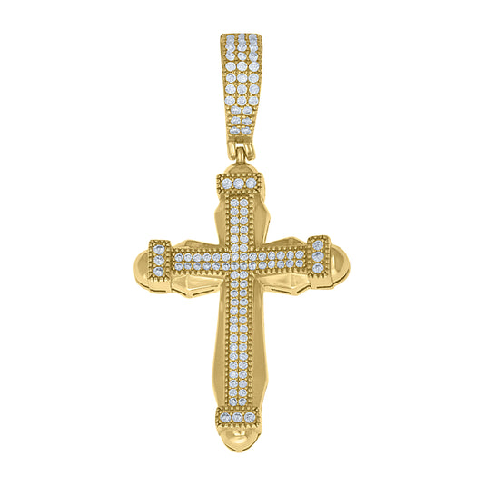 Sterling Silver Yellow-Tone Unisex Cubic-Zirconia Cross Religious Pendant – Elegant Jewelry Gift for Birthday, Anniversary, Engagement, Wedding