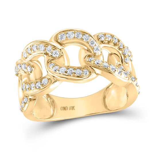 10K Yellow Gold Mens Round Diamond Miami Cuban Band Ring 1 Cttw, Mens Size: 7-13