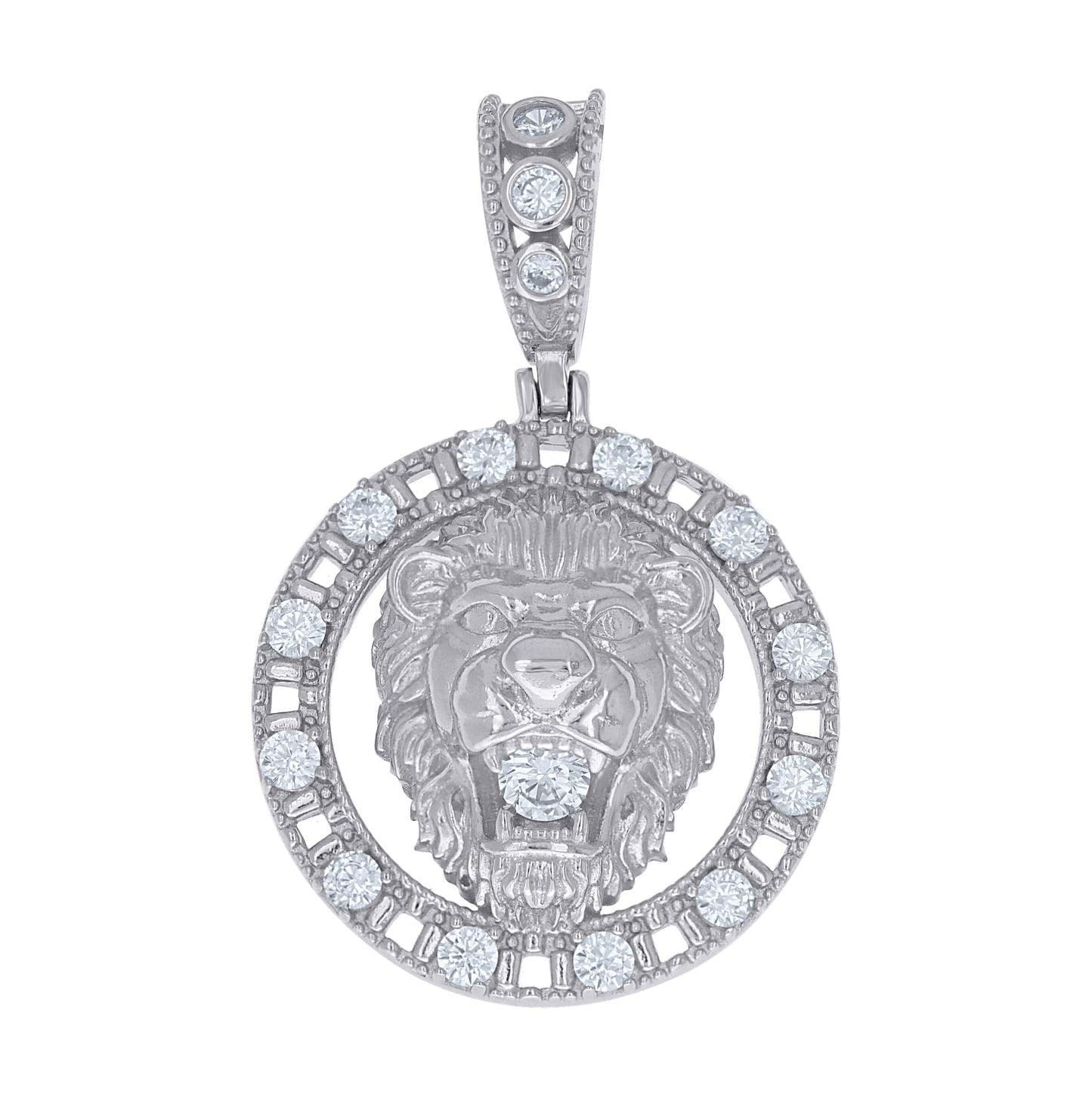 Sterling Silver Mens Cubic-Zirconia Leo/Lion Head Charm Pendant – Elegant Jewelry Gift for Birthday, Anniversary, Engagement, Wedding