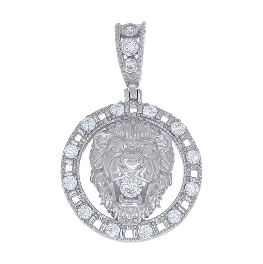 Sterling Silver Mens Cubic-Zirconia Leo/Lion Head Charm Pendant – Elegant Jewelry Gift for Birthday, Anniversary, Engagement, Wedding