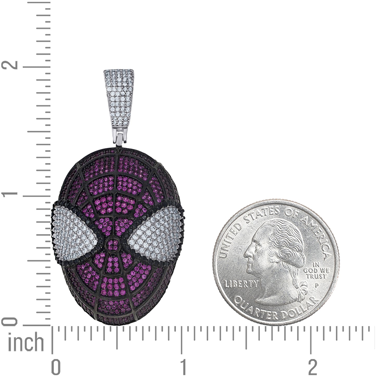 Sterling Silver Mens Purple Black White Cubic-Zirconia Spidermen Head Fashion Pendant – Elegant Jewelry Gift for Birthday, Anniversary, Engagement, Wedding