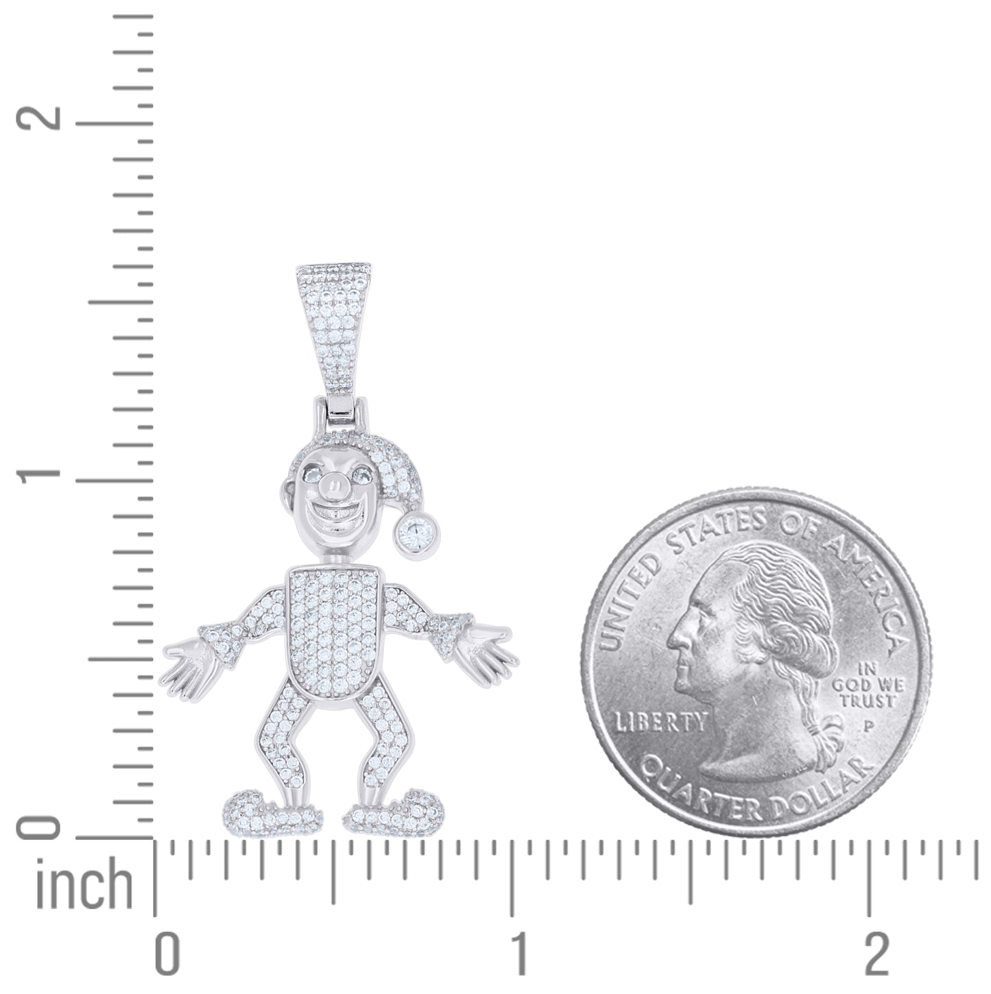 Sterling Silver Mens Cubic-Zirconia Clown Jester Character Pendant – Elegant Jewelry Gift for Birthday, Anniversary, Engagement, Wedding