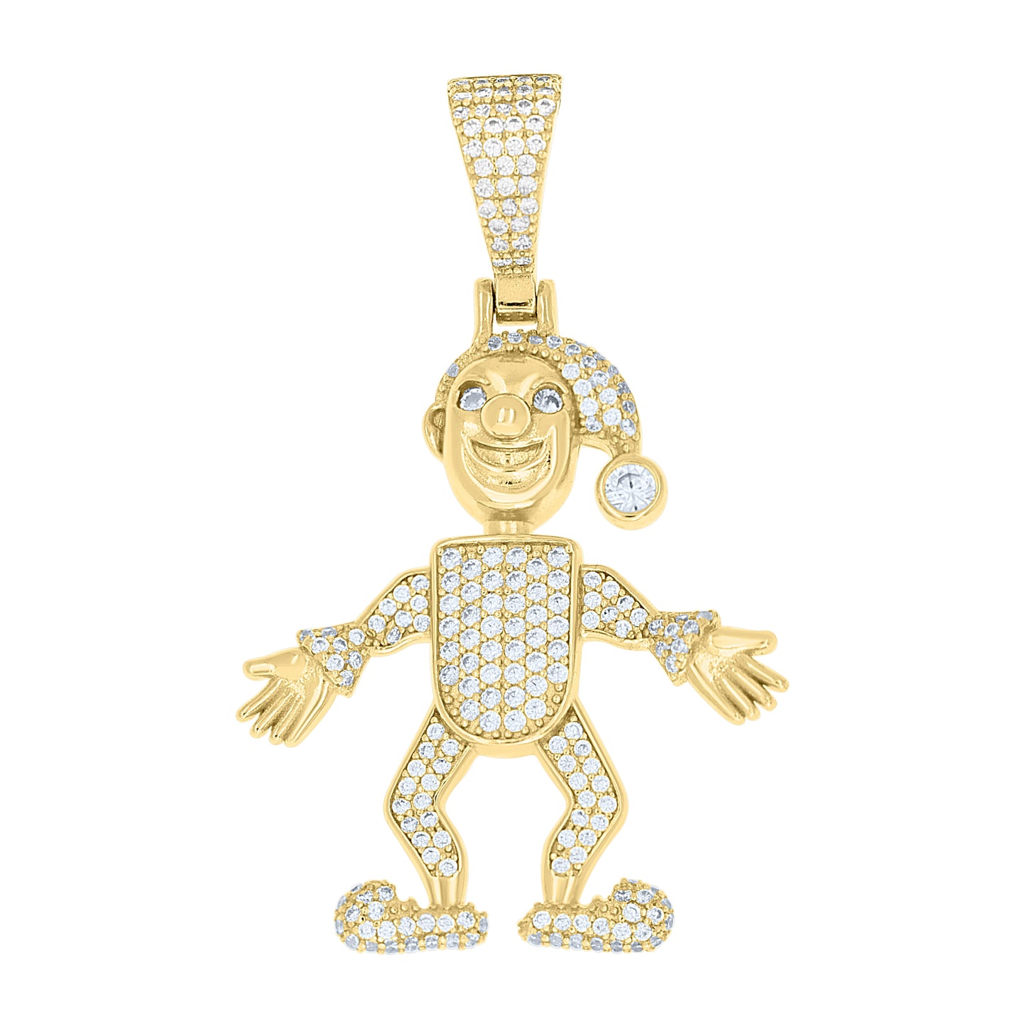 Sterling Silver Mens Cubic-Zirconia Clown Jester Character Pendant – Elegant Jewelry Gift for Birthday, Anniversary, Engagement, Wedding