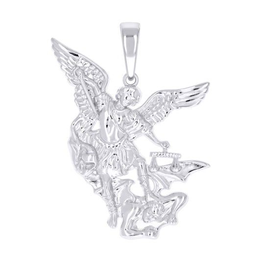 Sterling Silver Men St. Michael Religious Charm Pendant – Elegant Jewelry Gift for Birthday, Anniversary, Engagement, Wedding