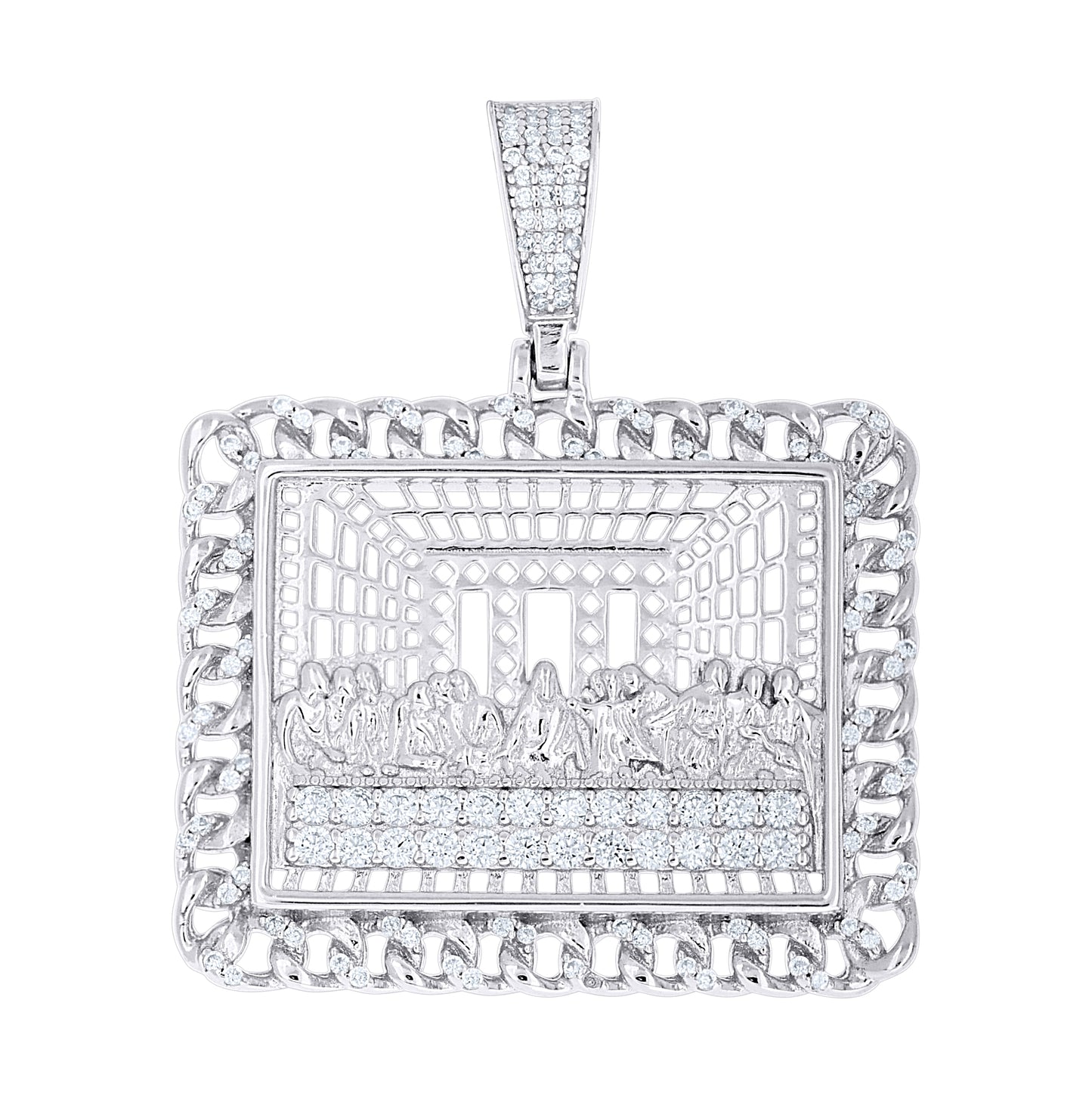 Sterling Silver Men Cubic-Zirconia Last Supper Religious Charm Pendant – Elegant Jewelry Gift for Birthday, Anniversary, Engagement, Wedding