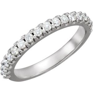 Platinum Round 2 Mm Polished 1/2 Ctw Natural Diamond Band Size 7