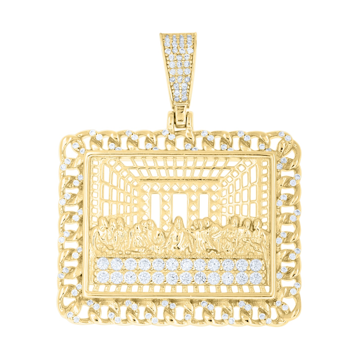 Sterling Silver Men Cubic-Zirconia Last Supper Religious Charm Pendant – Elegant Jewelry Gift for Birthday, Anniversary, Engagement, Wedding
