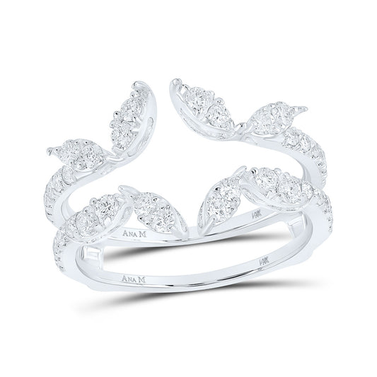 14K White Gold Womens Round Diamond Wedding Wrap Ring Guard Enhancer 3/4 Cttw, Womens Size: 5-10