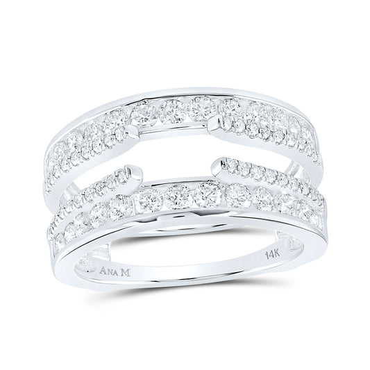 14K White Gold Womens Round Diamond Wedding Wrap Ring Guard Enhancer 1 Cttw, Womens Size: 5-10