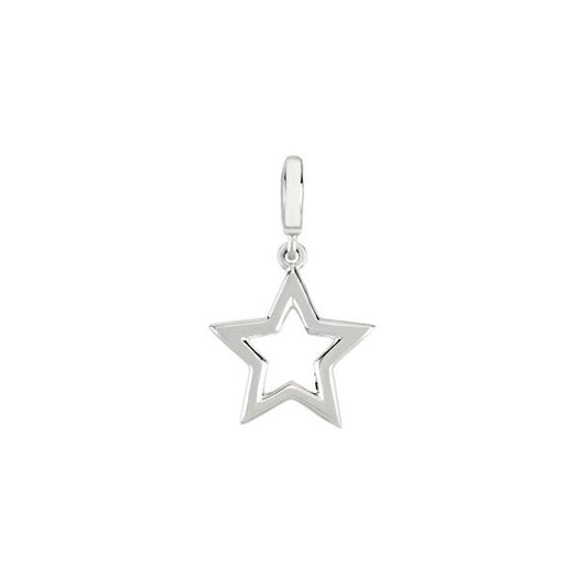 14K White Gold 23.5 X 13.5 Mm Polished Tiny Star Charm/Pendant