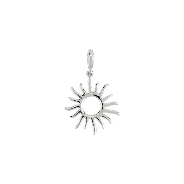 14K White Gold 28.75 X 17 Mm Polished Sun Charm/Pendant