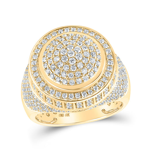 10K Yellow Gold Mens Round Diamond Circle Ring 2-1/5 Cttw, Mens Size: 7-13