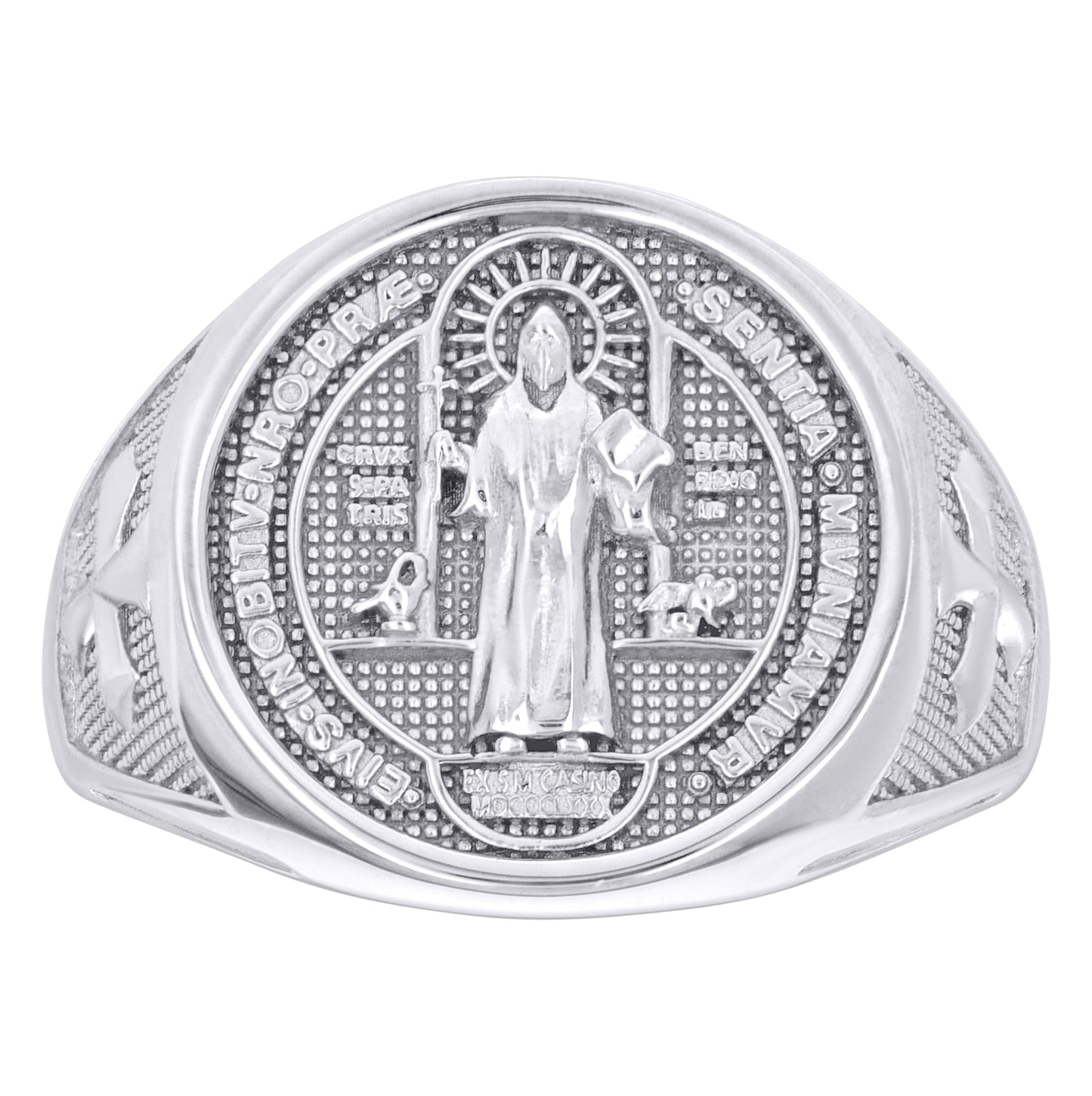 Sterling Silver Mens St. Benedict Religious Ring Size 10– Elegant Jewelry Gift for Birthday, Anniversary, Engagement, Wedding