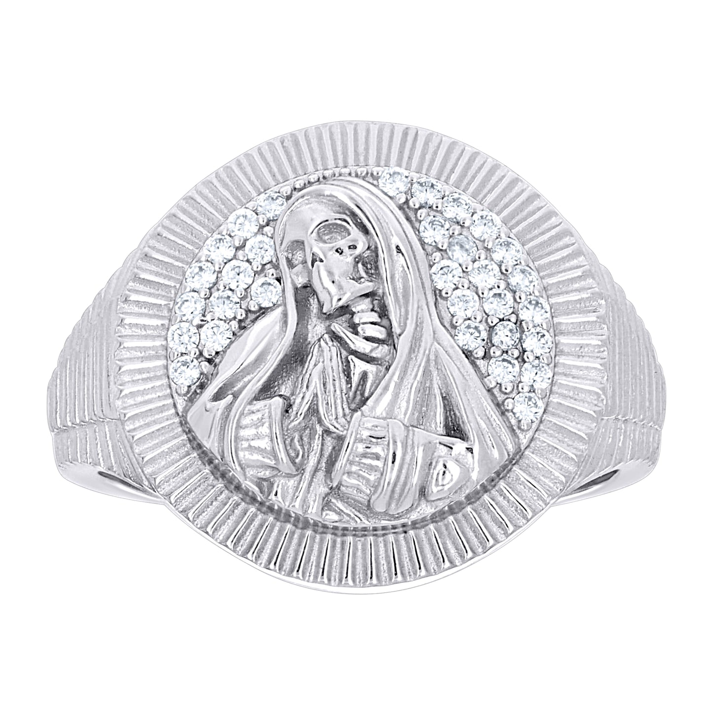 Sterling Silver Mens Cubic-Zirconia Death Angel Grim Reaper Religious Ring Size 10– Elegant Jewelry Gift for Birthday, Anniversary, Engagement, Wedding